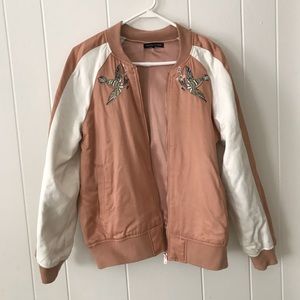 Freedom dove salmon pink bomber jacket